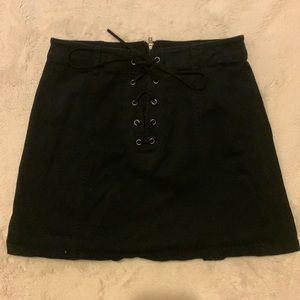 Forever 21 Black Denim Lace-Up Mini Skirt Size M